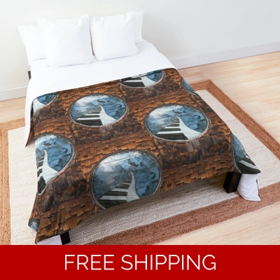 Le Studio Comforter Piano Window Multi logo Shingle Wood